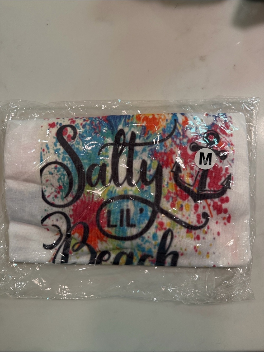 Salty Lil Beach Short Sleeve Tee - White with Multicolor Print